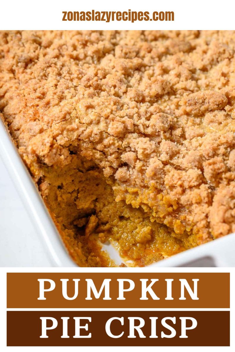 Pumpkin Pie Crisp in a baking dish.