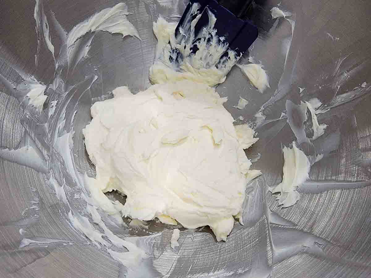 cream cheese filling mixed in a bowl.