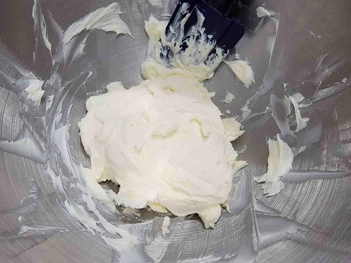 cream cheese filling mixed in a bowl.