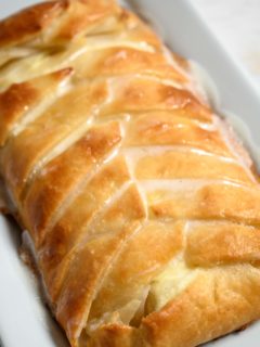 Cheese Danish Braid on a serving tray.