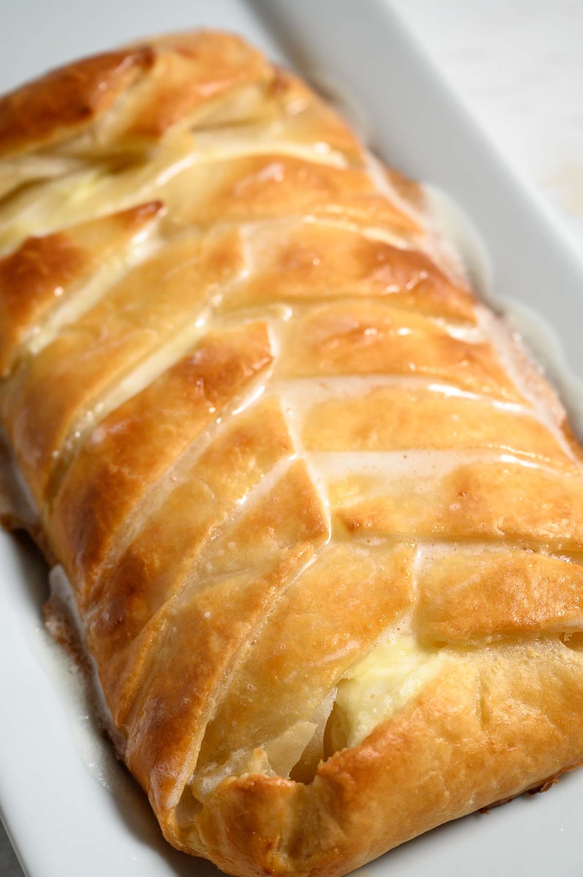 Cheese Danish Braid on a serving tray.