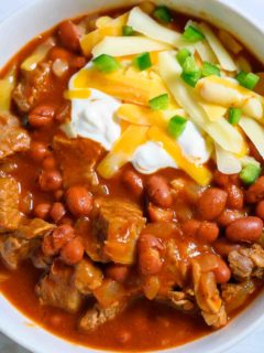 Beef Steak Chili in a dish.