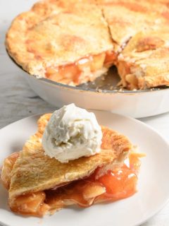a slice of 7 Ingredient Cinnamon Apple Pie on a plate.