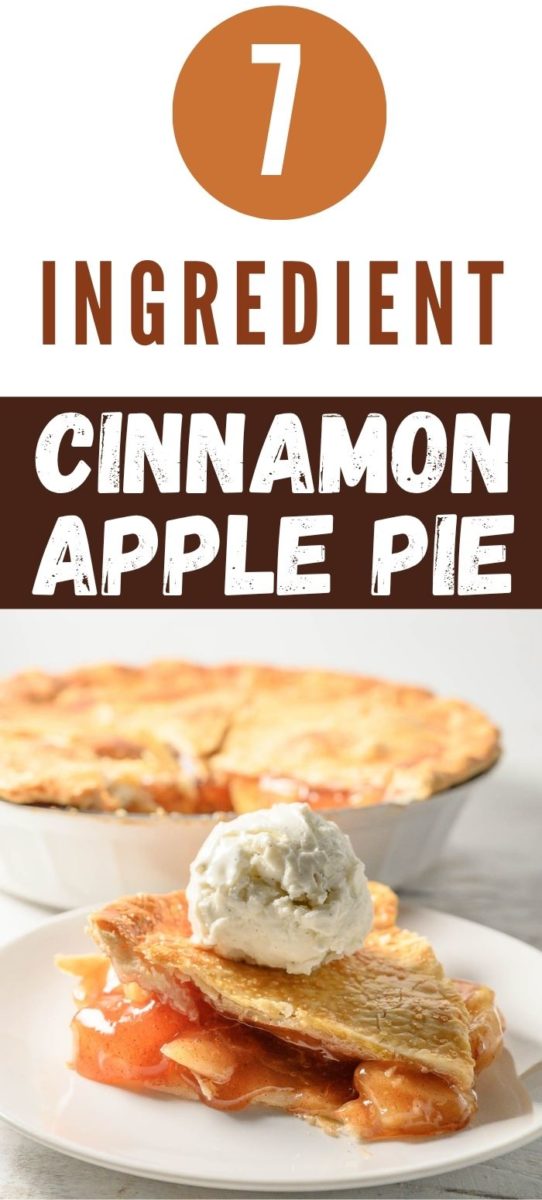 7 Ingredient Cinnamon Apple Pie topped with ice cream.