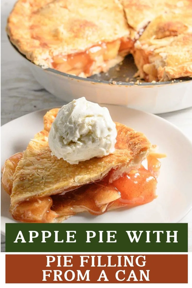 Apple Pie with Pie Filling from a Can topped with ice cream.