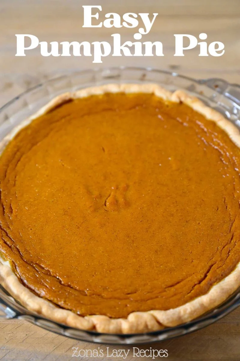 Pumpkin Pie without Evaporated Milk in a glass pie dish.
